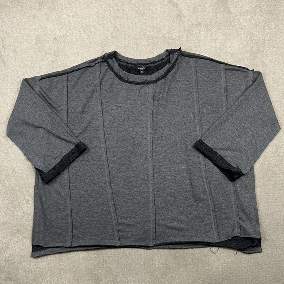 Gigio USA Women Small Gray Oversized Raw Edge Exposed Seam Sweatshirt Top TR7077 — photo 2